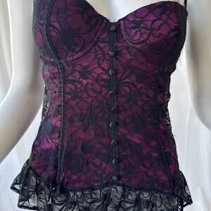 Rosalie Corset Burgundy Black Lace bustier size 34B